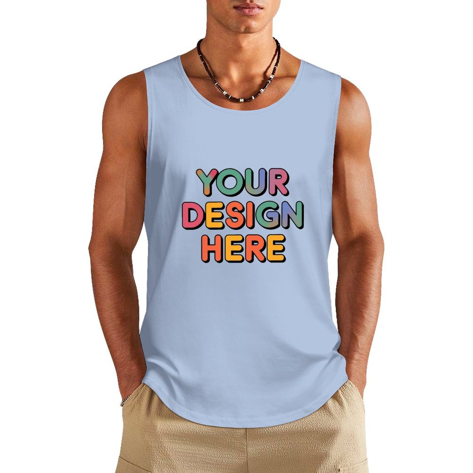 Personalized Custom Men’s 100% Cotton Sleeveless Vest