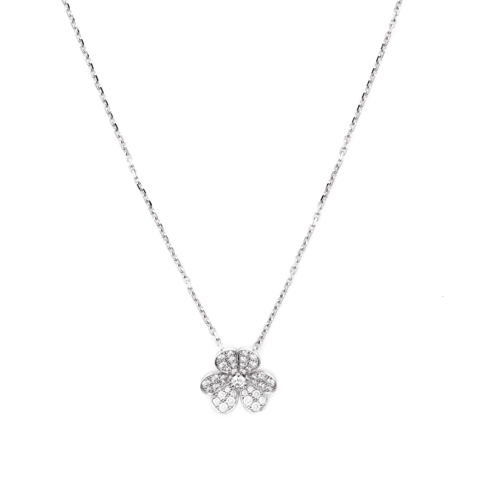 Frivole Pendant Necklace 18K White Gold with Pave Diamonds Small