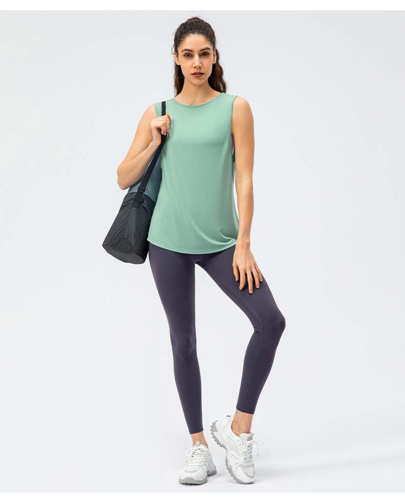 Women's loose-fitting casual sports vest for spring and summer, cool, breathable, quick-drying, yoga running top, fitness vest