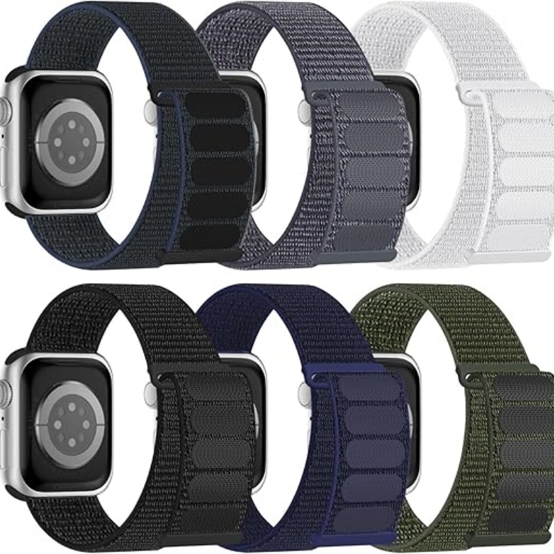 STRAPTIQUE 6 Pack Sport Nylon Loop Band Compatible with Apple Watch Band