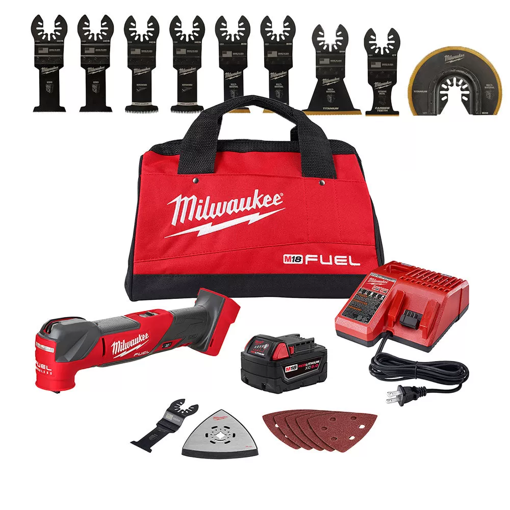 Milwakee 2836-21MT 18V FUEL M18 Multi Tool Kit w/ Blade Set - 9 PC