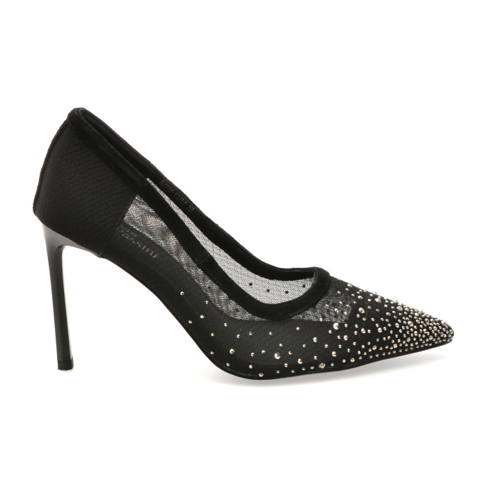 Pantofi eleganti FLAVIA PASSINI negri, H2310, din material textil si piele naturala