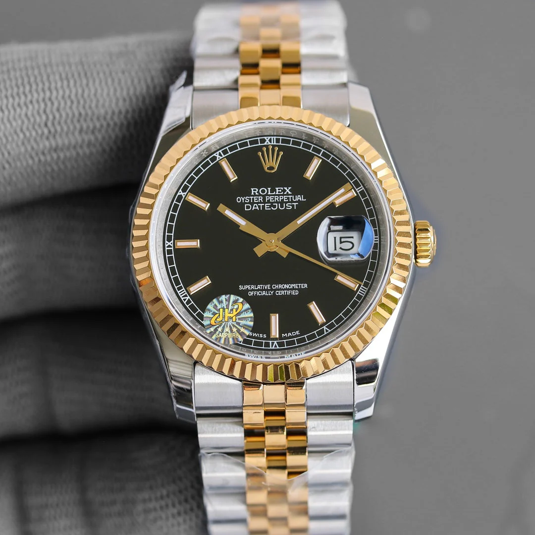 DATEJUST 36MM TWO-TONE BLACK DIAL JUBILEE
