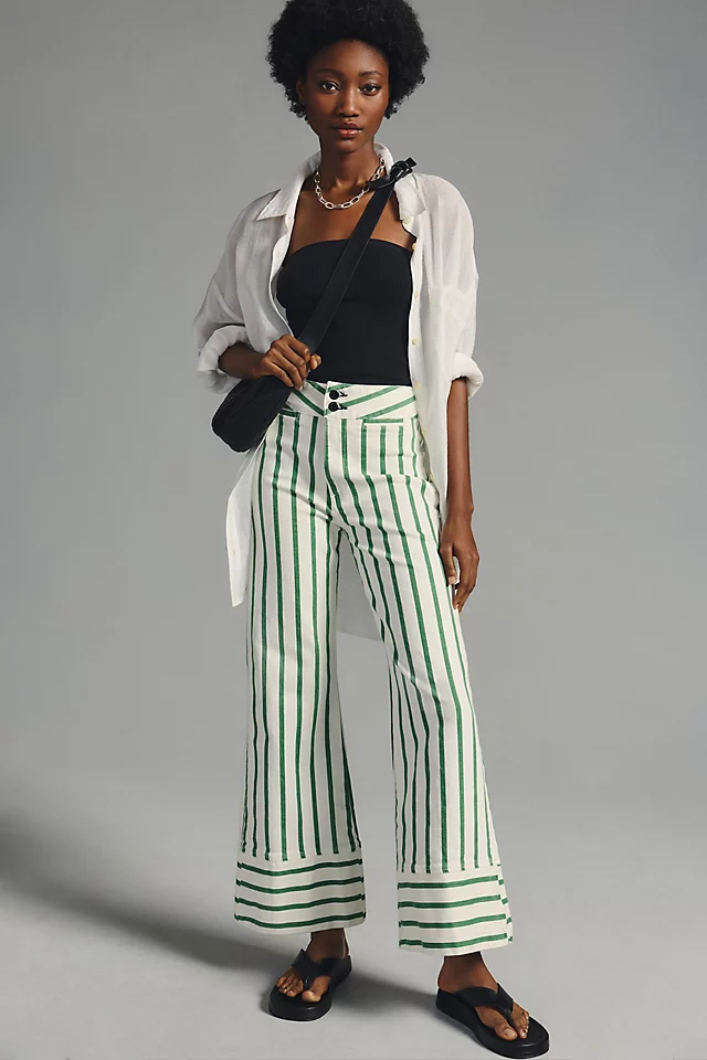 NY Brighton Wide-Leg Crop Jeans DARK GREEN