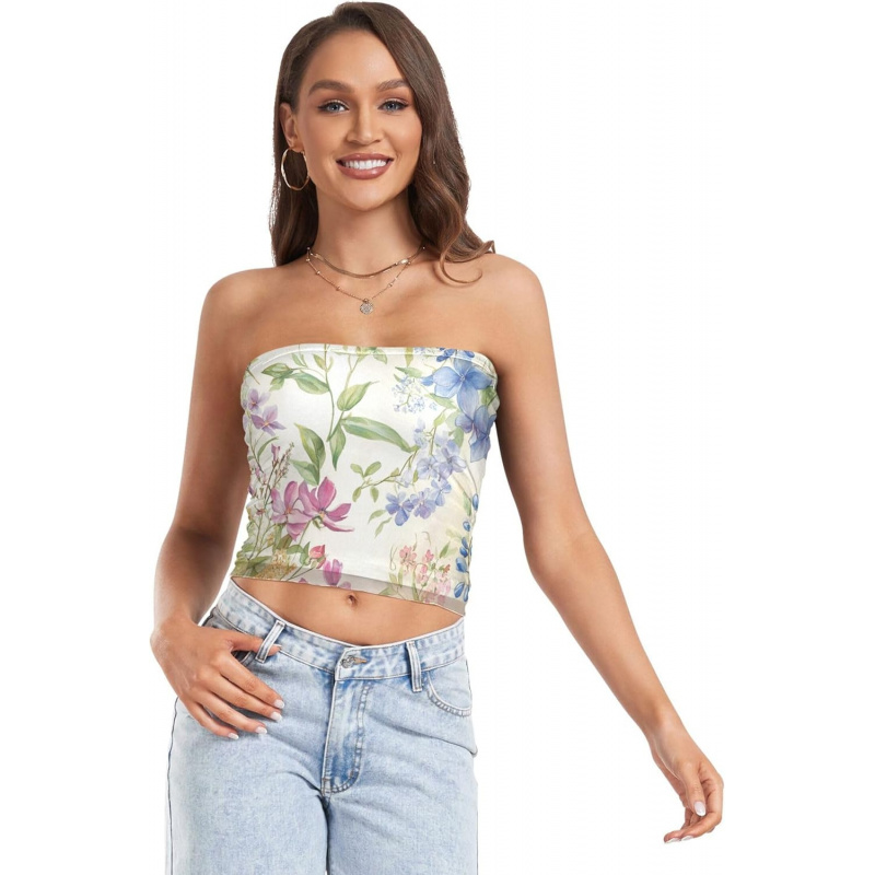 AURETOP Beauty Flowers Womens Tube Top Soft