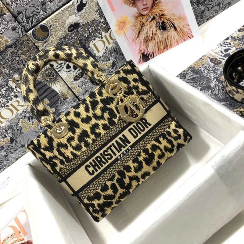 Dior Leopard Medium Lady D-Lite Bag M0566/Embroidery