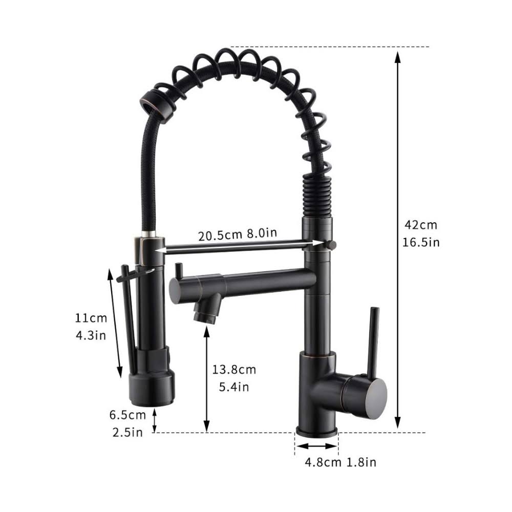 Aimadi Spring Commercial Kitchen Sink Faucet,Modern Single Handle Oil Rubbed Bronze Kitchen Faucets with Pull Down Sprayer