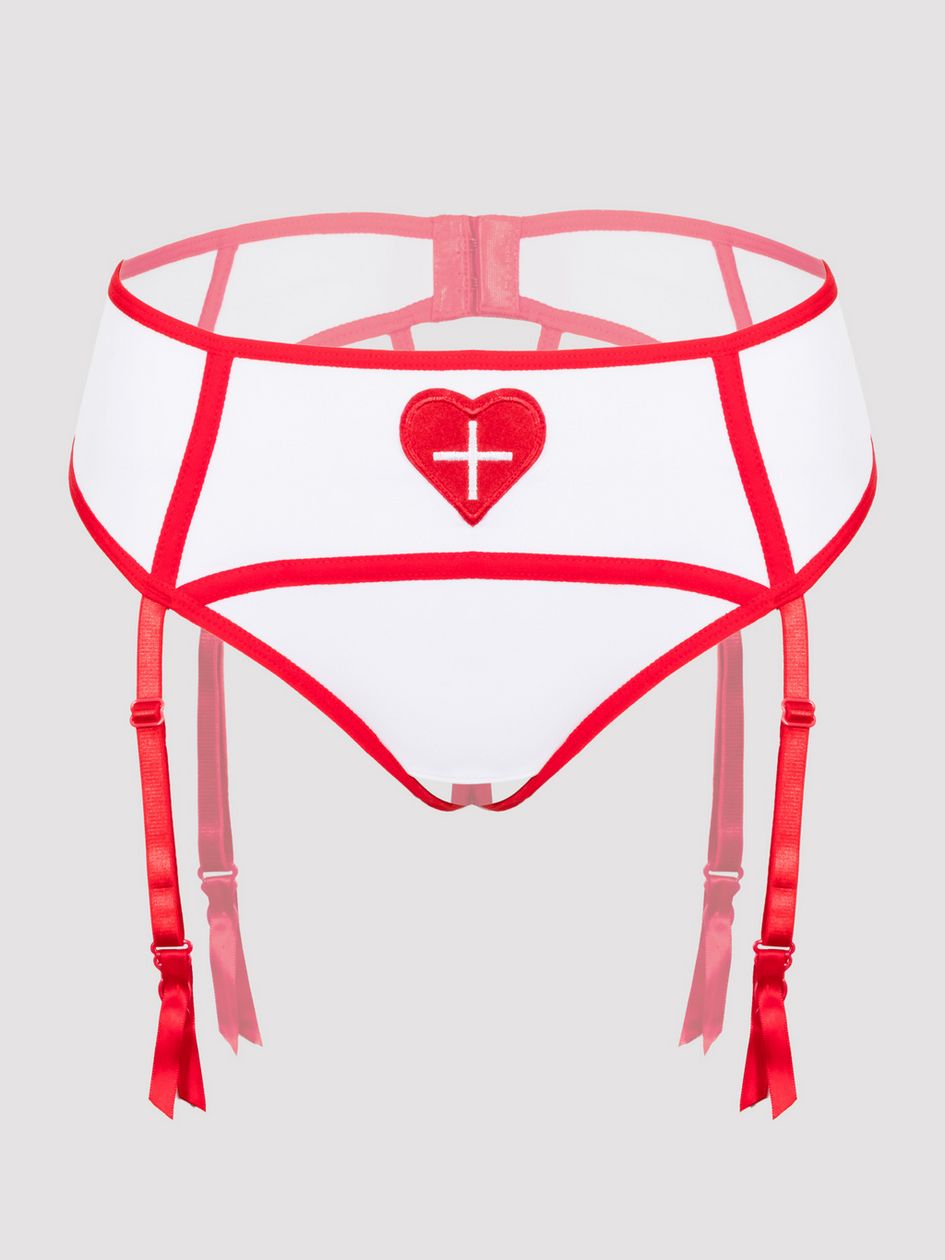Lovehoney Fantasy Plus Size White Sexy Nurse Suspender Thong