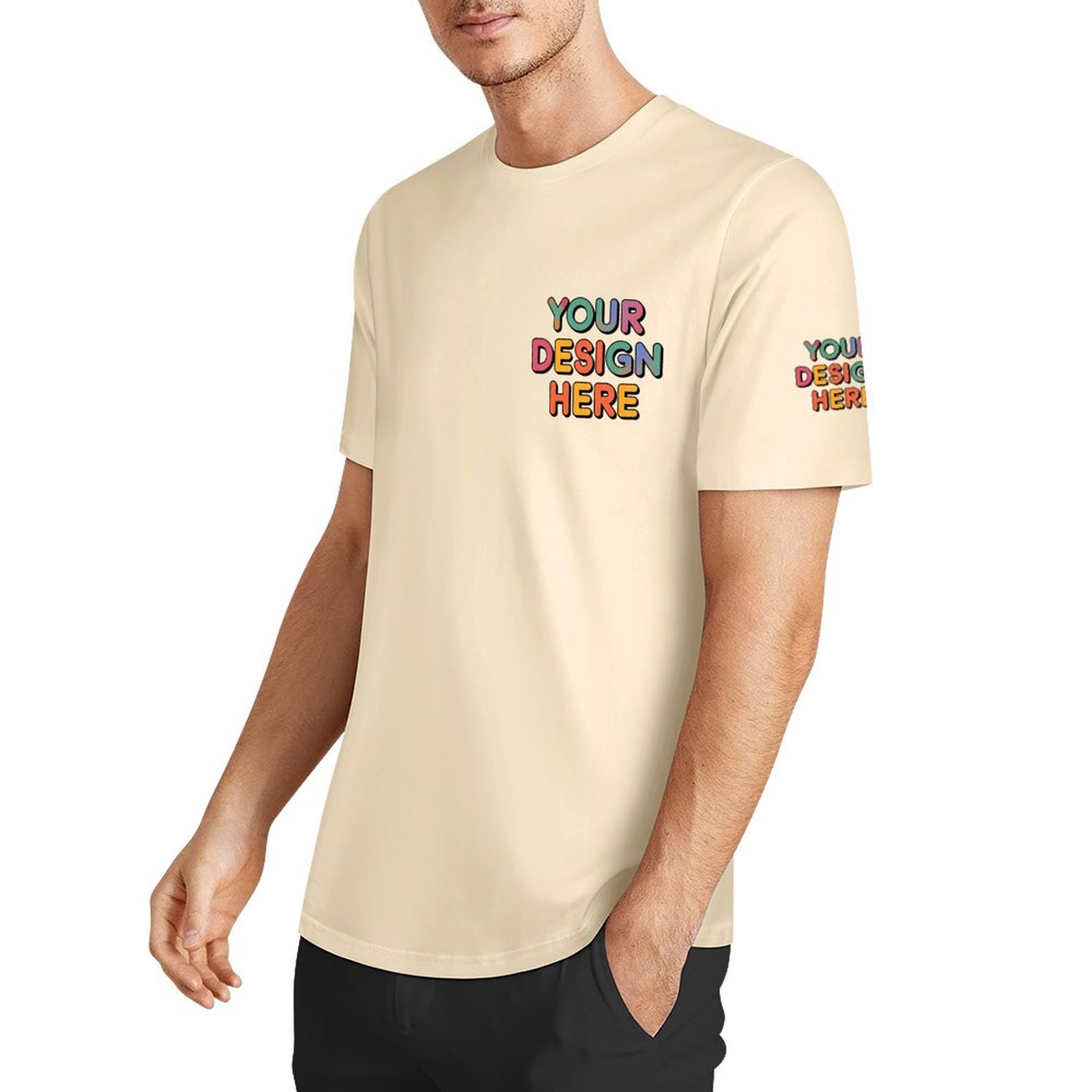 Personalized Custom Men’s Essential Summer T-Shirt with Chest and Sleeve Print