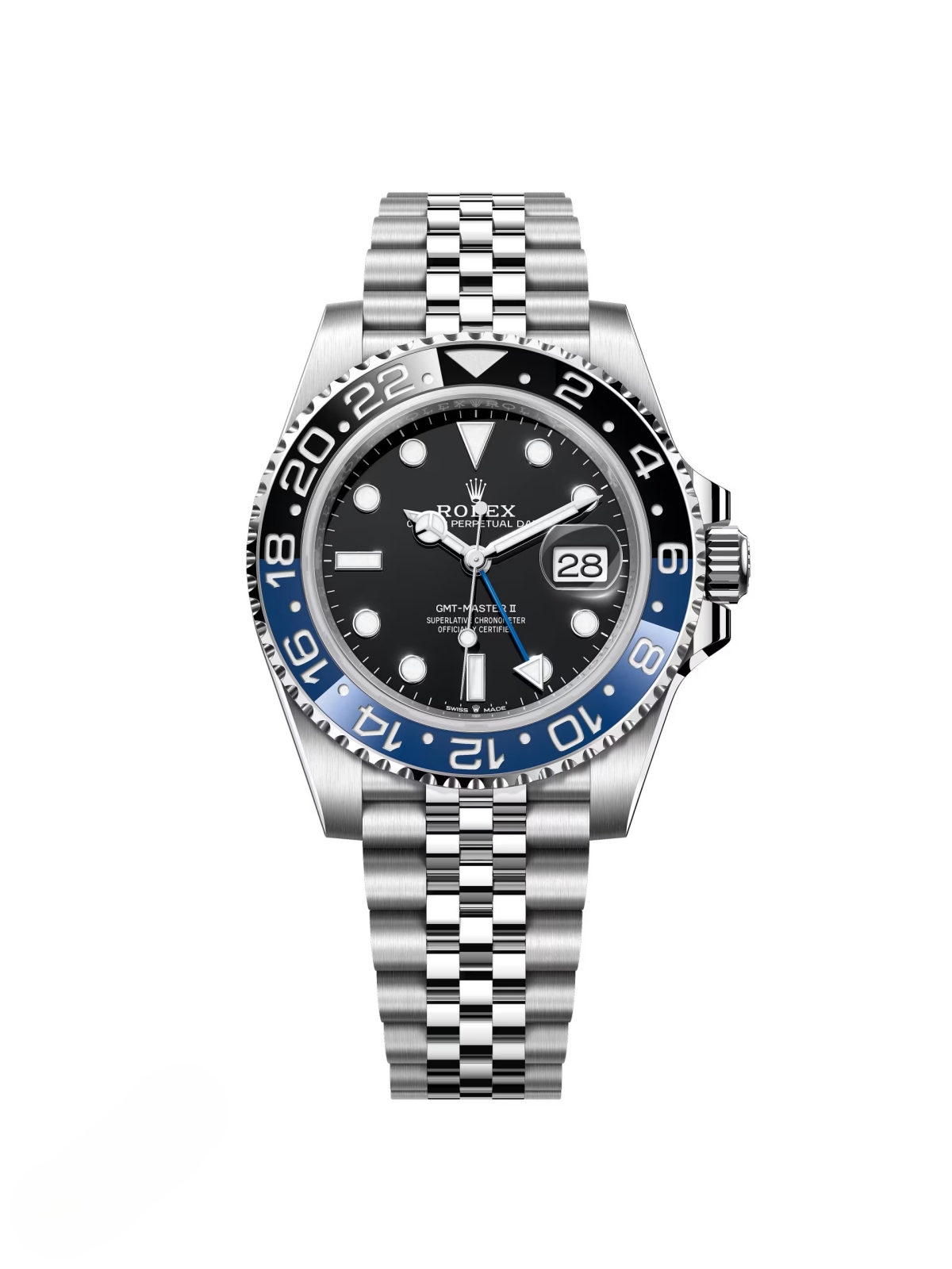 【Super Clone】RLX GMT-Master II "Batgirl" Stainless Steel Black and Blue Cerachrom Jubilee | Ref m126710blnr-0002
