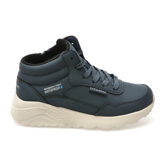 Ghete SKECHERS bleumarin, UNO LITE, din piele ecologica