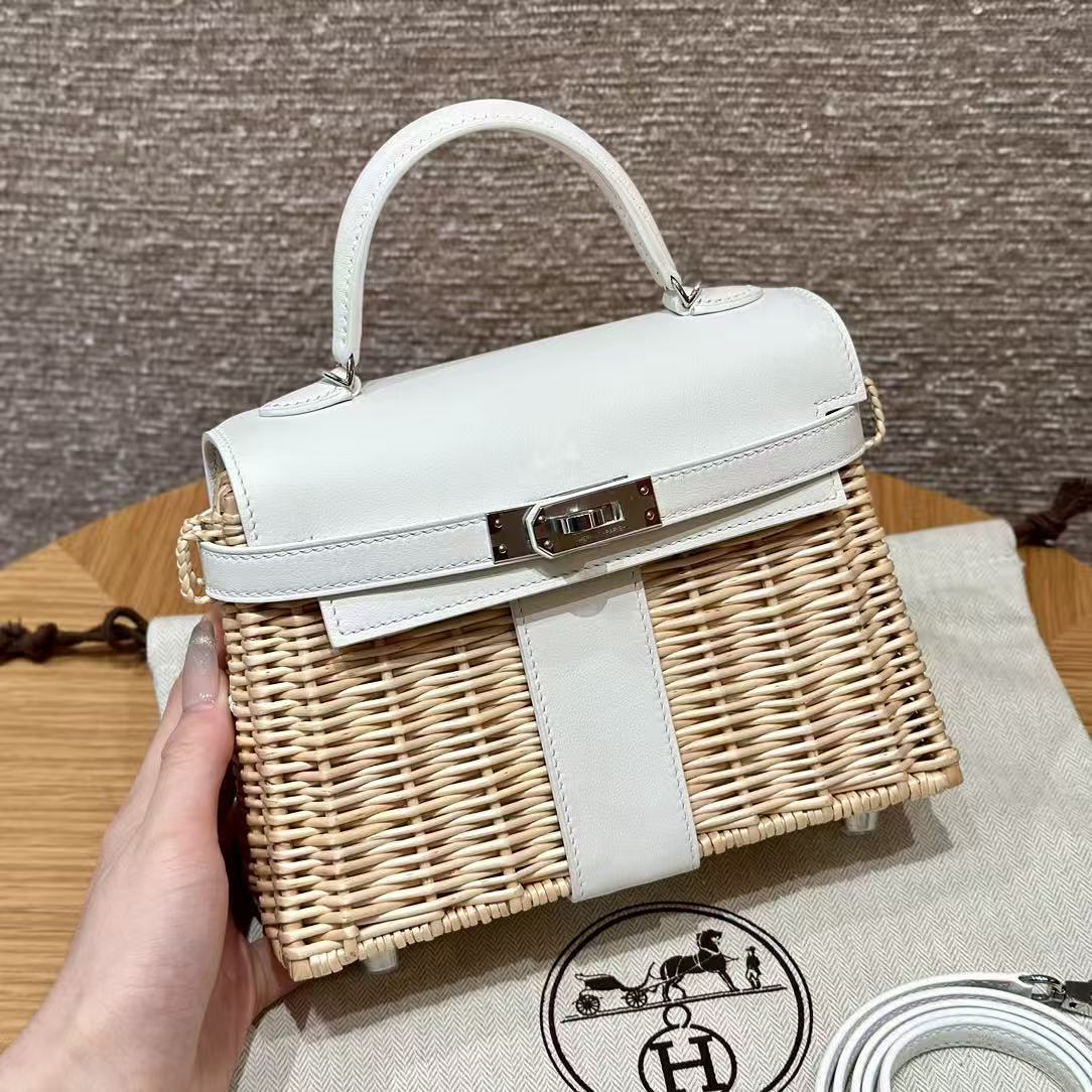 Hermès Kelly 20-25 Picnic white Custom-made