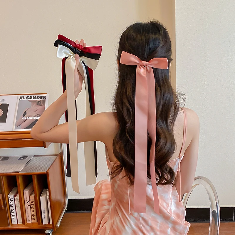 Long Ribbon Bownot Hairpin for Girl Braided Barrettes Hair Clips Porcelain Hanfu Tassels Headband Women’s Hair Accessories