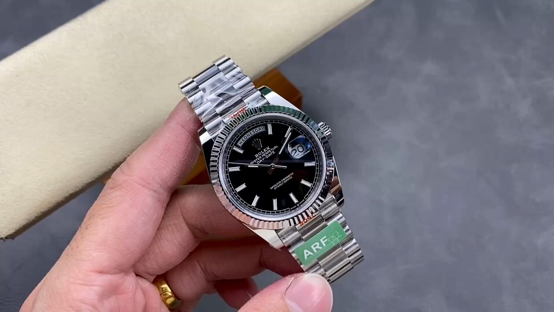 Rolex Day-Date 118239 Black Dial Fluted Bezel 36mm Unisex Replica Watch
