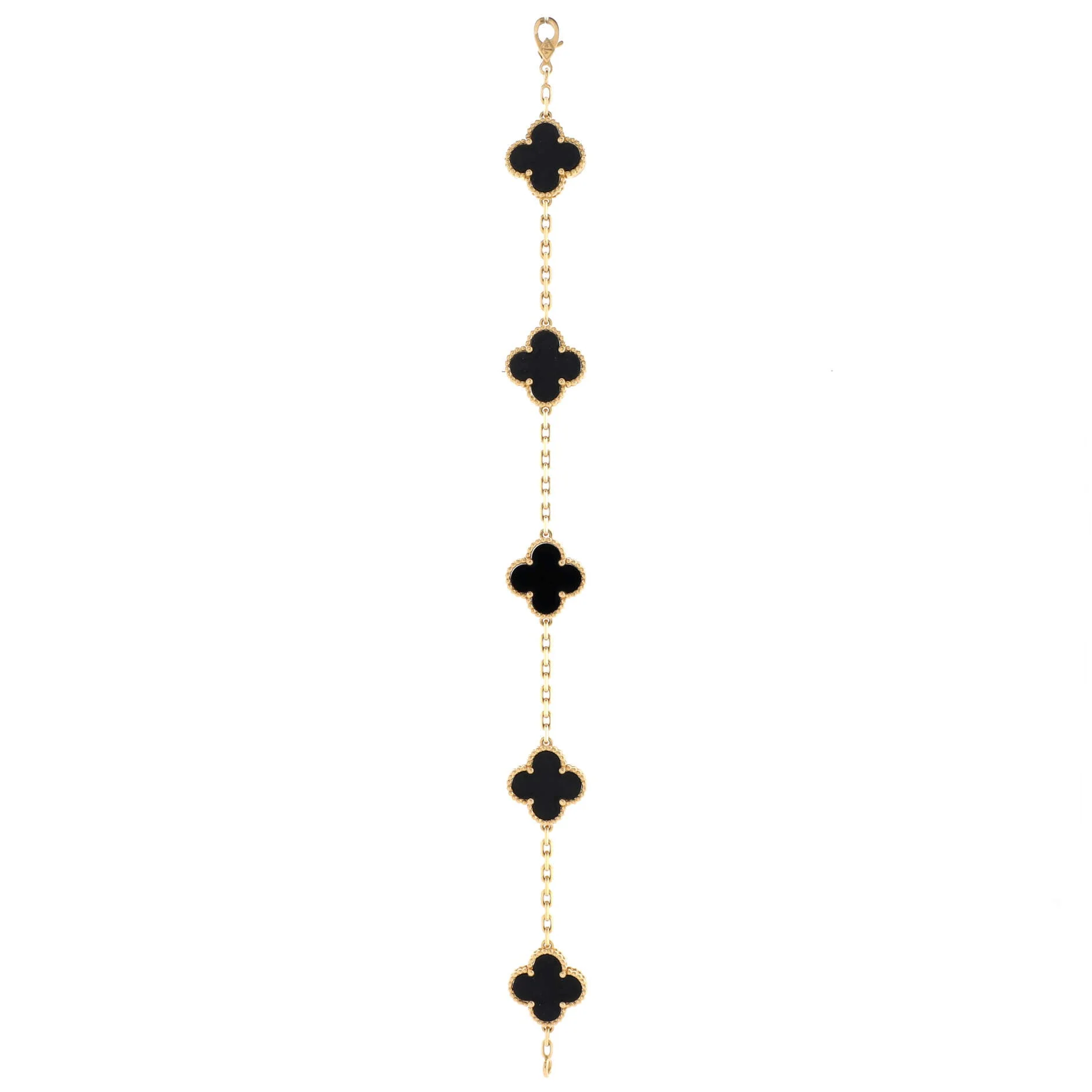 Vintage Alhambra 5 Motifs Bracelet 18K Yellow Gold and Onyx