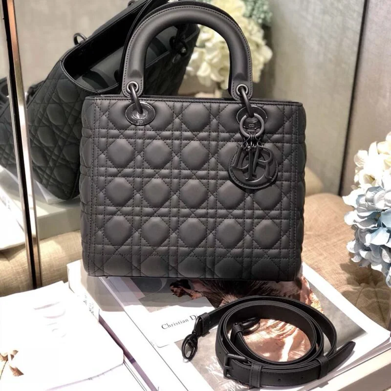 Dior Medium Lady Dr Bag Black/Pink/Grey