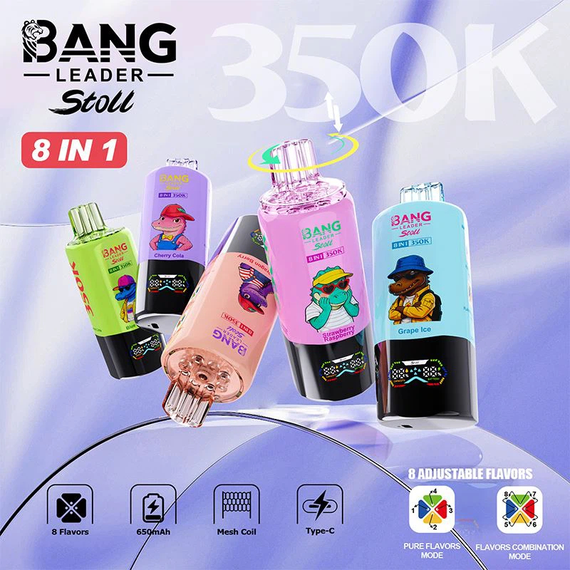Вейп BANG LEADER STOLL 350 000 Дръпки (8 в 1) | LED Екран и Crocodile Дизайн
