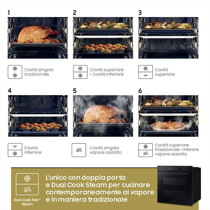 SAMSUNG - Forno incasso elettrico NV7B5760WBK/U5 Classe A+-VETRO NERO
