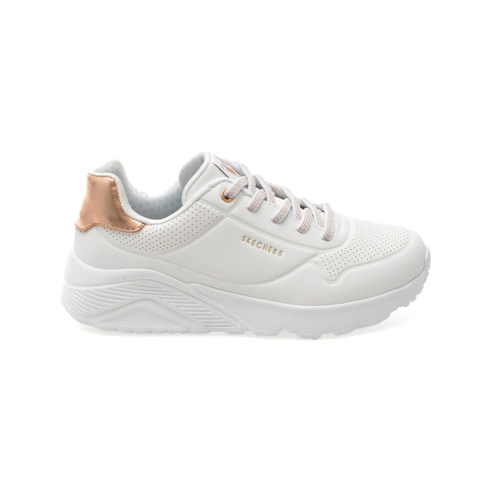 Pantofi sport SKECHERS albi, UNO LITE, din piele ecologica
