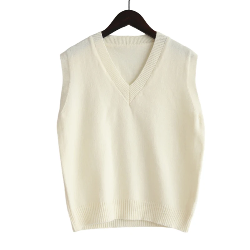 Sleeveless V-Neck Sweater Vest Women 2026 Korean Fashion Knitwear Spring Autumn Solid Color All-match Pullovers Waistcoats Tops