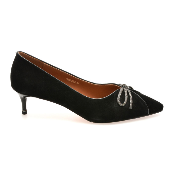 Pantofi eleganti EPICA negri, F292, din piele intoarsa