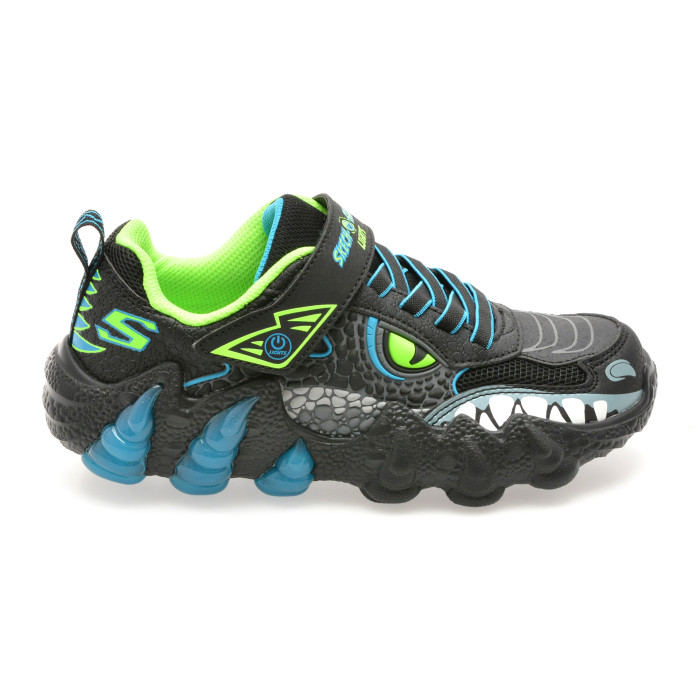 Pantofi sport SKECHERS negri, SKECH-O-SAURUS LIGHTS 2.0, din material textil