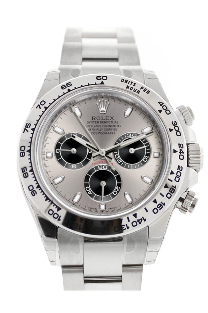 ROLEX Cosmograph Daytona Steel and Black Dial White Gold Oyster Men's Watch 116509