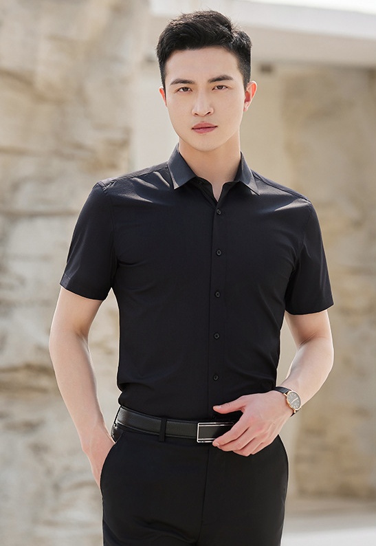 Embroidery shirt bamboo fiber work clothing for men