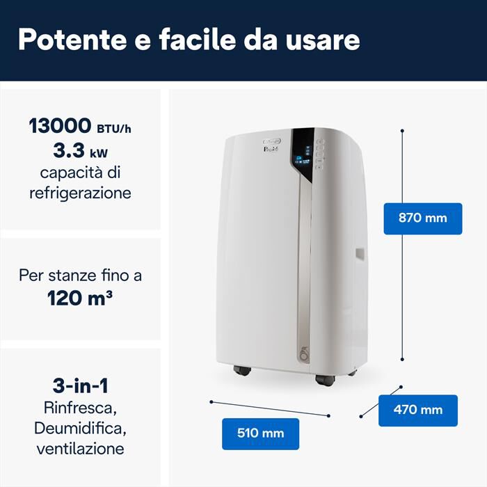 DE LONGHI - PAC EX130 CST WIFI Condizionatore portatile-Bianco