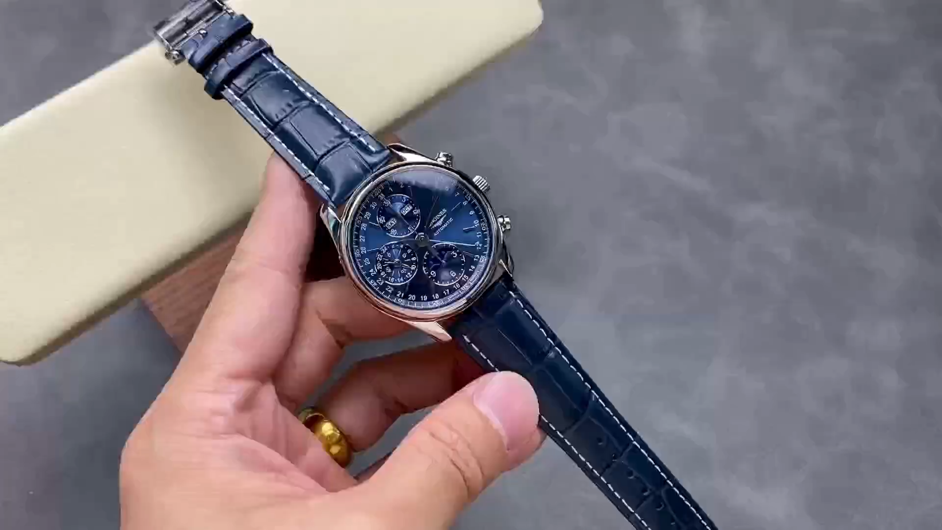 Longines Master Collection 42 Chronograph L2.673.4.92.0 1:1 Clone Blue Strap