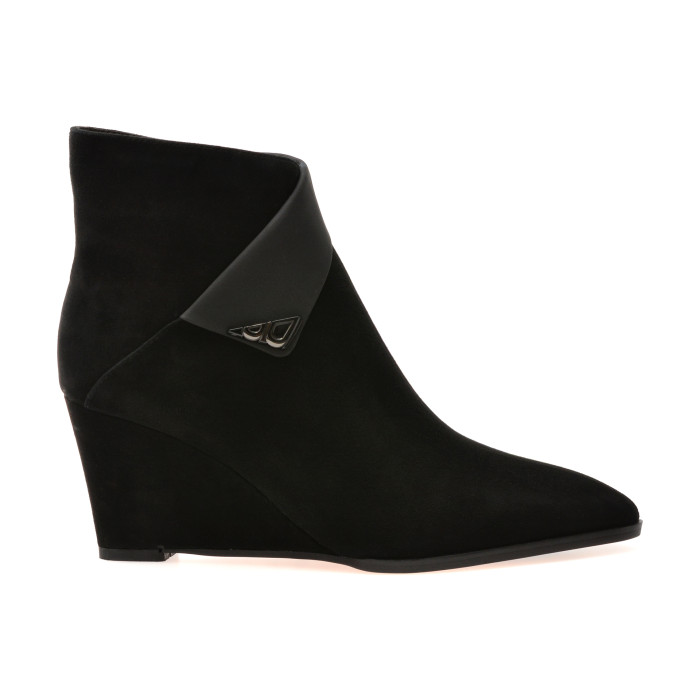 Botine elegante EPICA negre, M152B, din piele intoarsa
