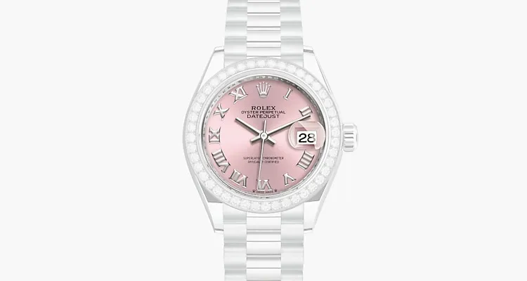 Classic watches LADY-DATEJUST Oyster, 28 mm, white gold and diamonds