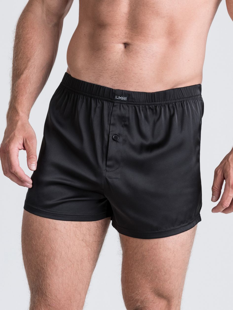 LHM Black Satin Boxer Shorts