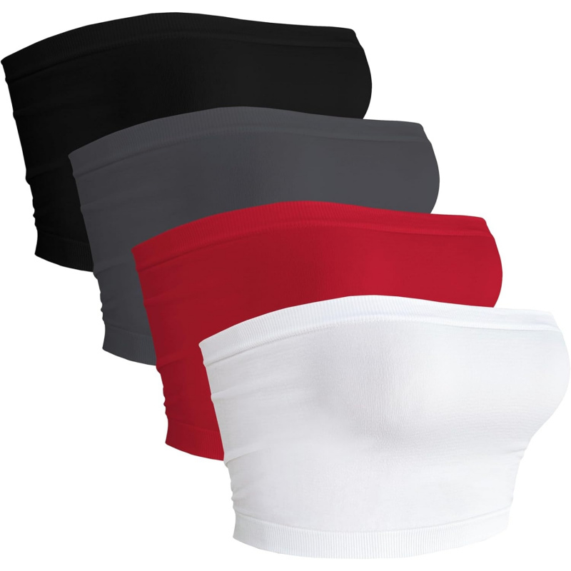 AURETOP 4 Pieces Tube Top Strapless Tops