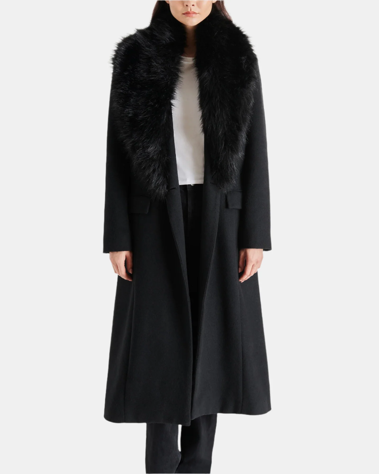 Black Relaxed Fit Warm Winter Outer Coat