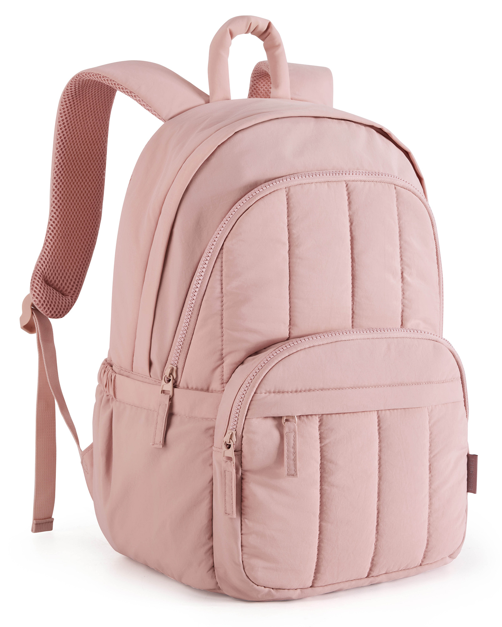 BAGSMART Womens Backpack Small Travel Laptop Backpack for Women, Quilted College Laptop Bookbag, Work Back Pack for Women, Cute Computer Water-Resistant Casual Daypack, Puffer Pink