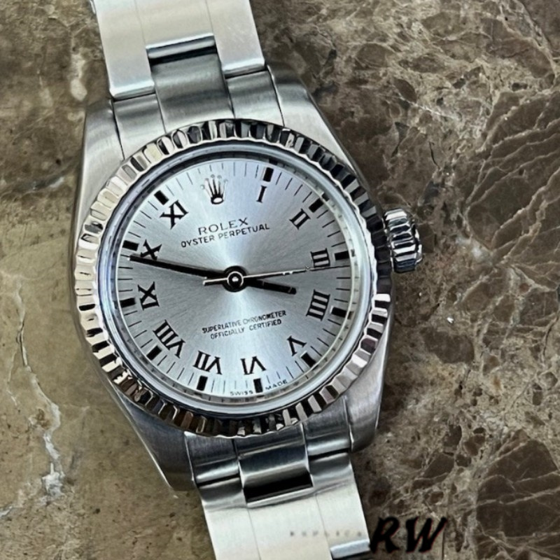 Rolex Oyster Perpetual 176234 Silver Roman Diamond Dial 26MM Lady Replica Watch