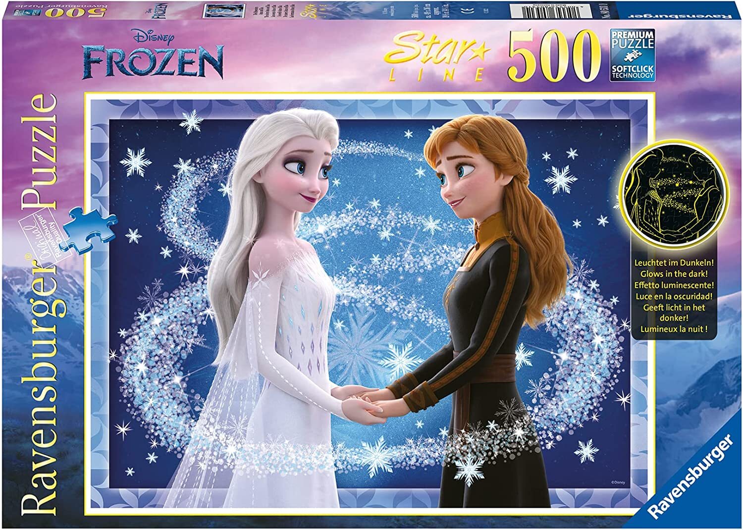 Frozen Anna and Elsa (Glows in the dark) 500 Piece Puzzle