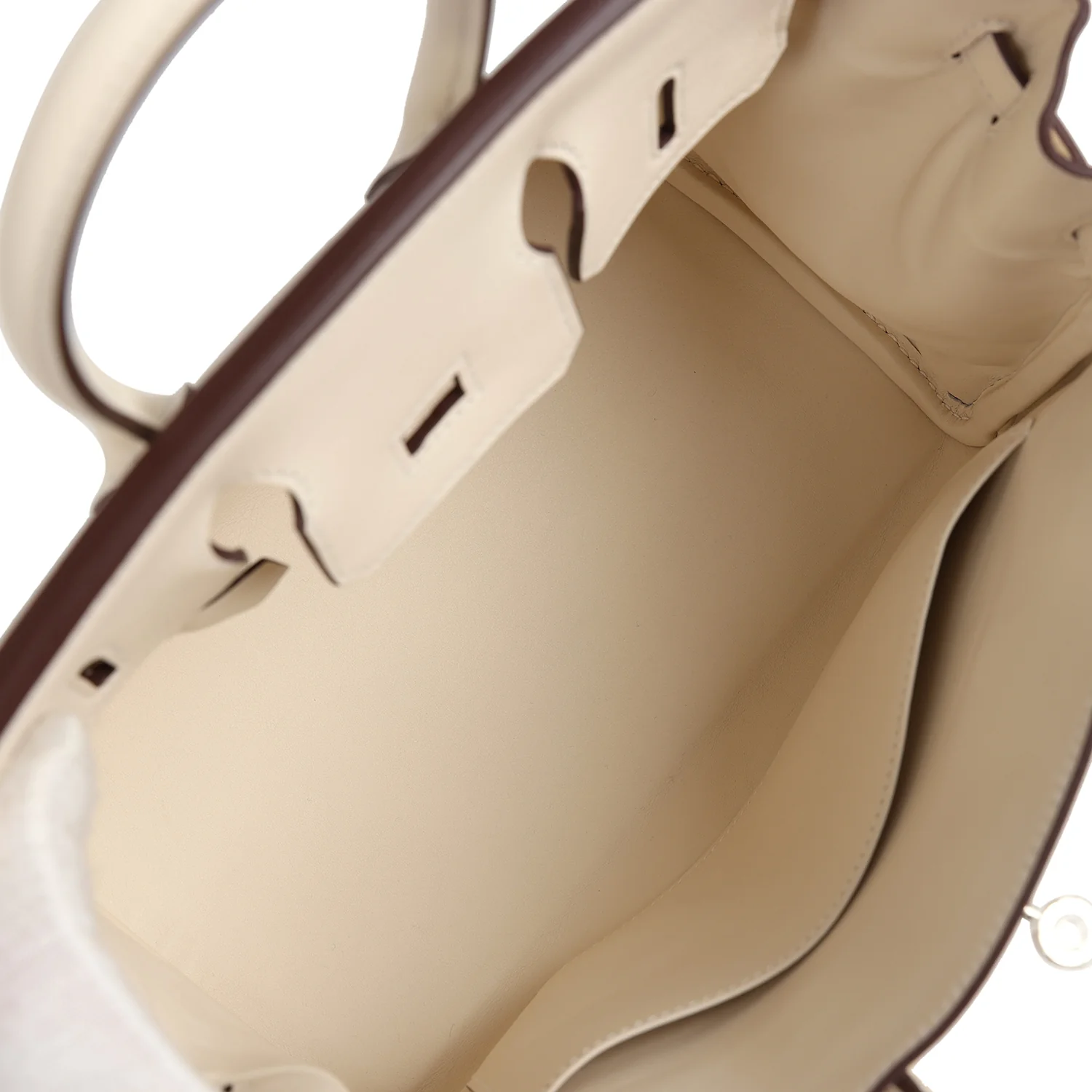 Hermes Birkin 25 Nata Swift and Ecru-Beige Toile H Canvas Palladium Hardware