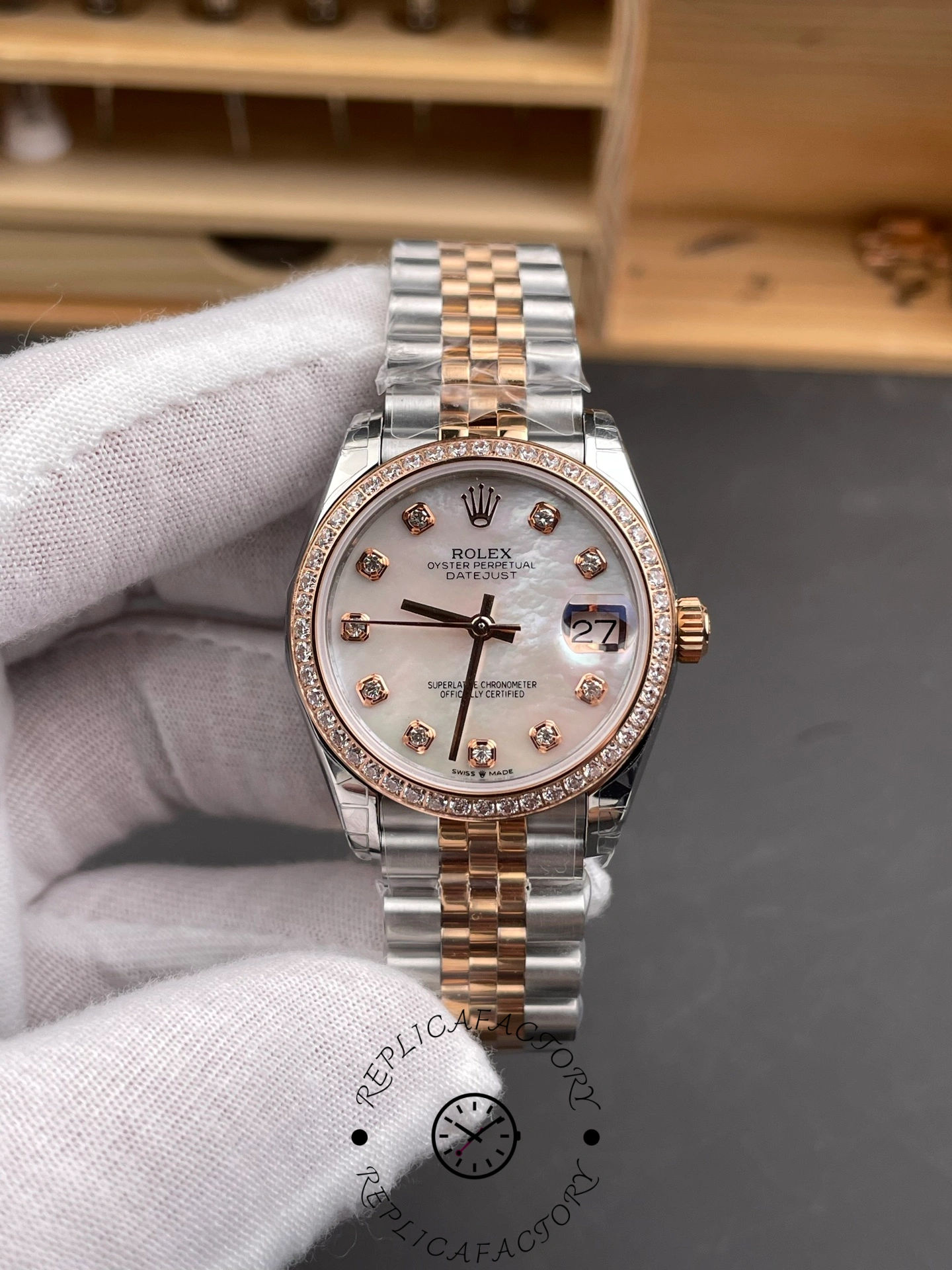 Rolex Datejust 31mm Stainless Steel and Rose Gold 278381RBR Mop Diamond Jubilee