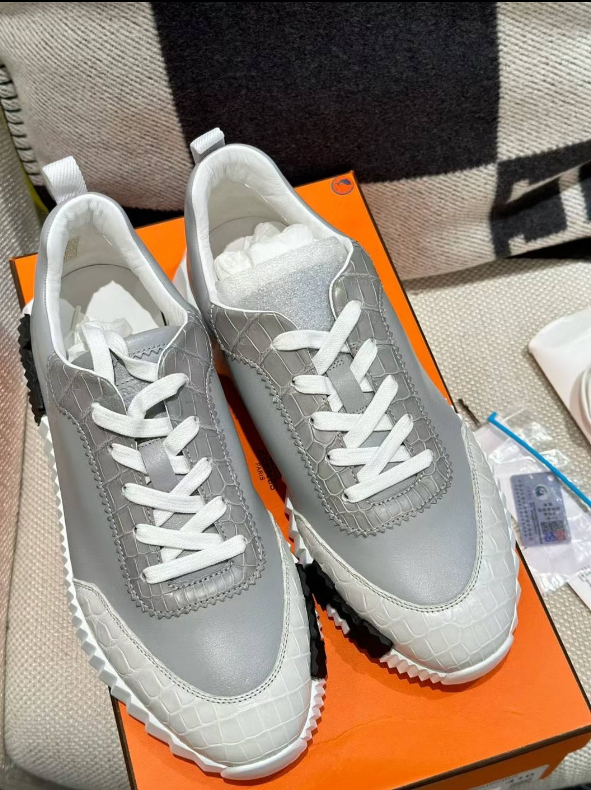 Hermès men's crocodile leather TOGO shoes, custom made