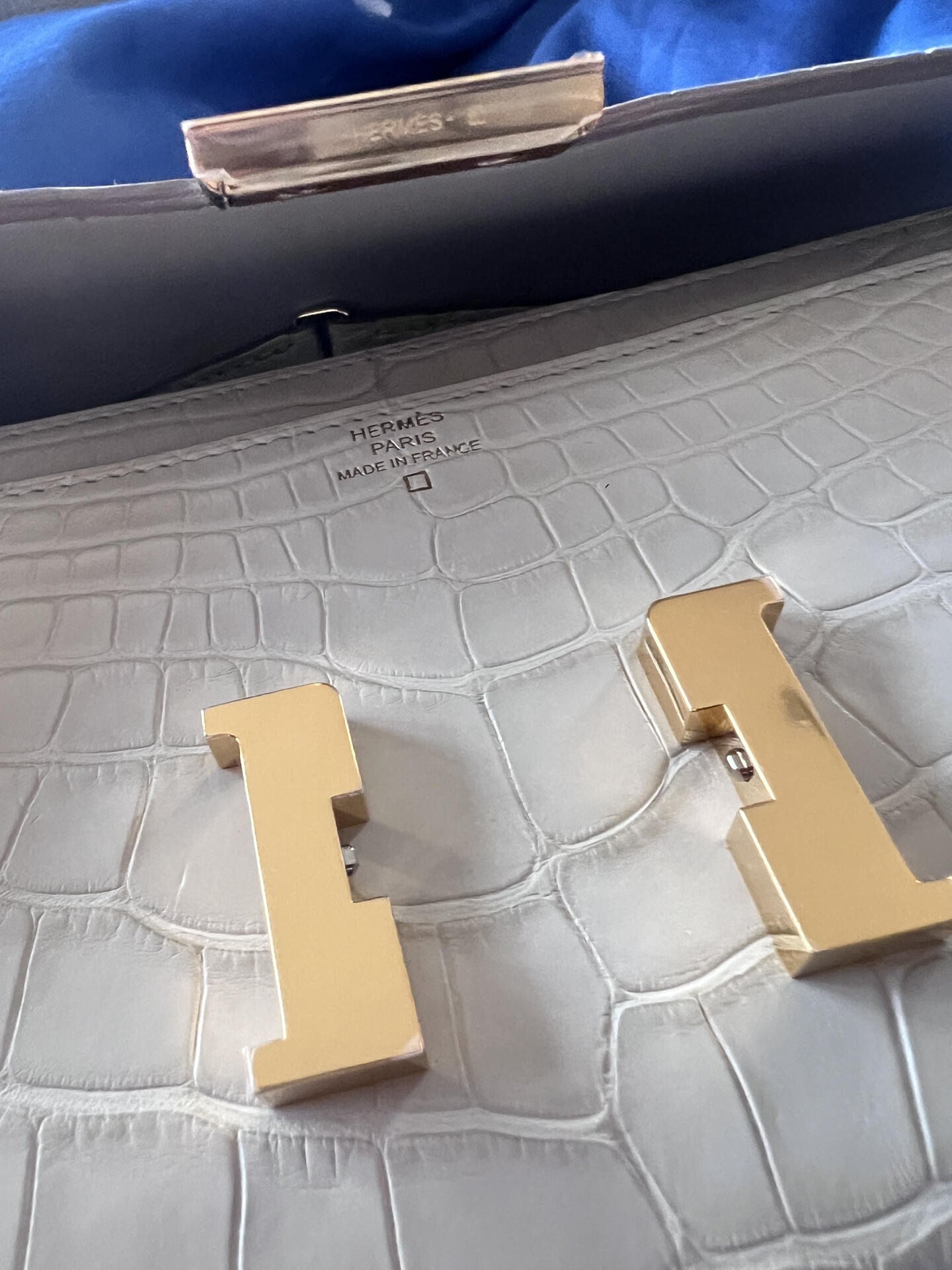 Hermes Constance Glacier White Mist Alligator Leather