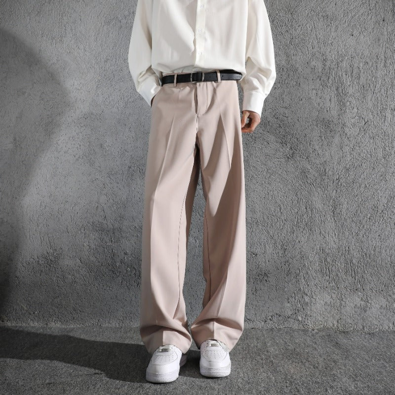 Mens Straight-leg Drapey Casual Dress Pants
