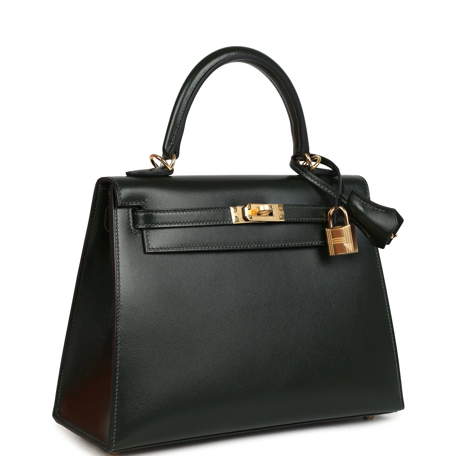 Hermes Kelly Sellier 25 Vert Fonce Box Gold Hardware