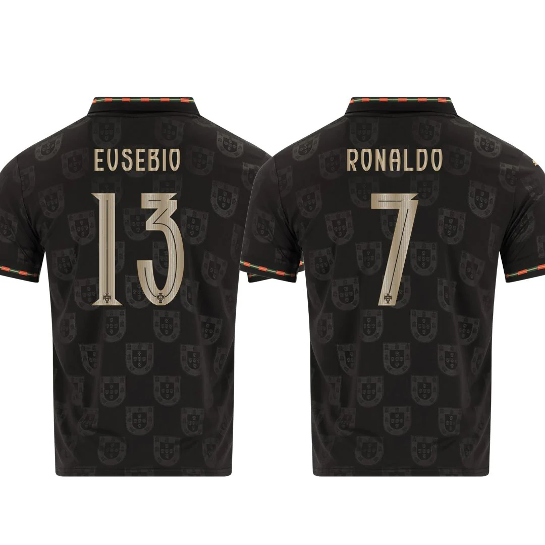Portugal Fan Jersey Black Panther 2025/26 #13 Eusebio and #7 Ronaldo