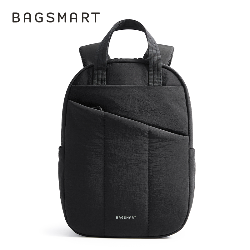 BAGSMART College Laptop Backpack, 15.6 Inch Travel Backpack Airline Approved, Casual Daily Backpack, Lightweight College Bookbag for Women Men, Black