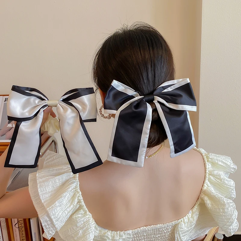 Bow Ribbon Hairpin Elegant Women Large Bowknot Barrettes Hair Clip Handmade Ponytail Headband Girls Hair Accessories