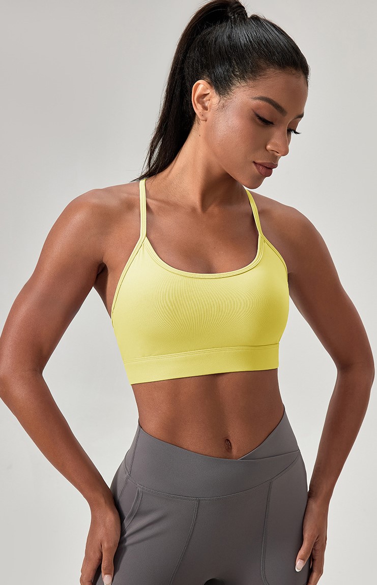 European and American style women's sports bra, nude yoga bra, Y-shaped shoulder straps, shockproof, quick-drying running and fitness vest