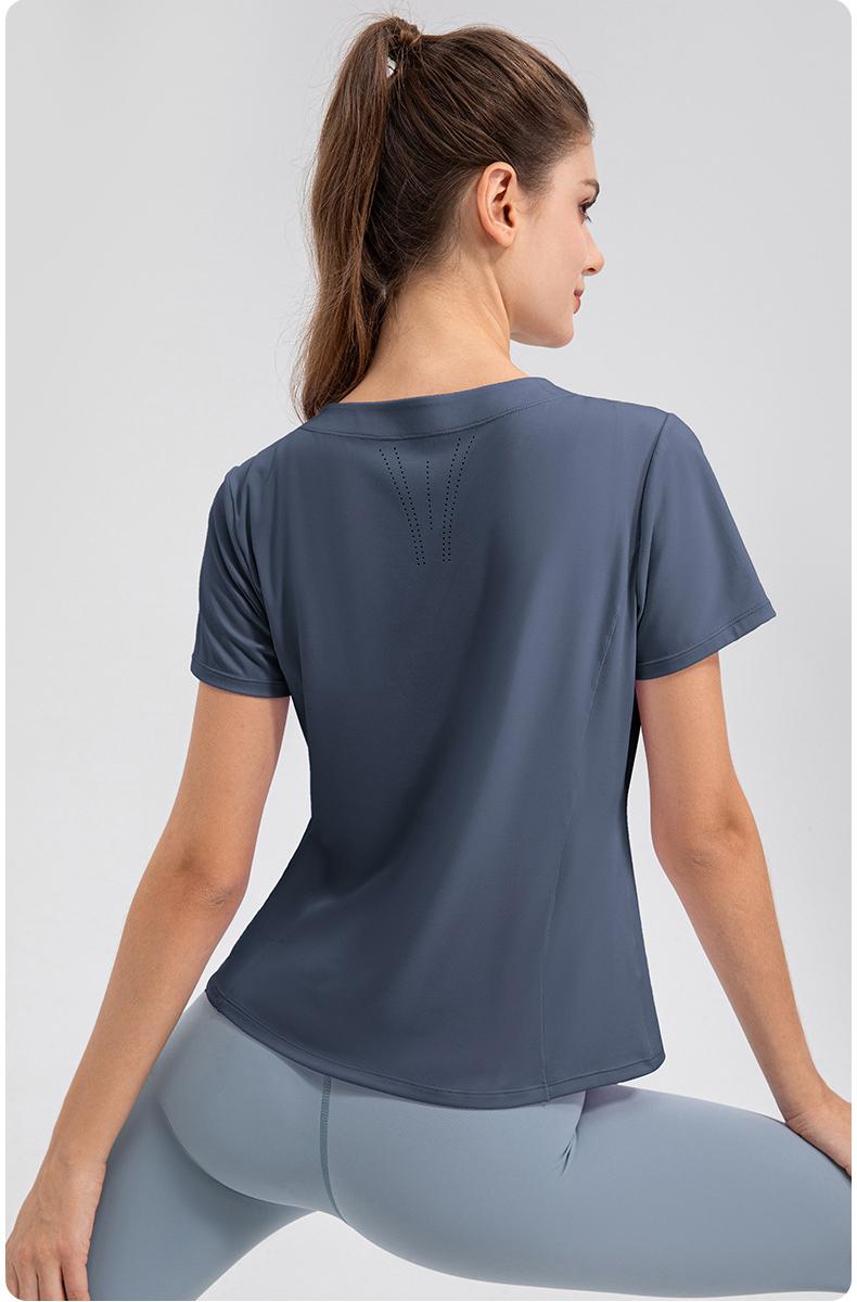 30D fine yarn women's summer loose yoga short-sleeved lightweight breathable running and fitness sports top