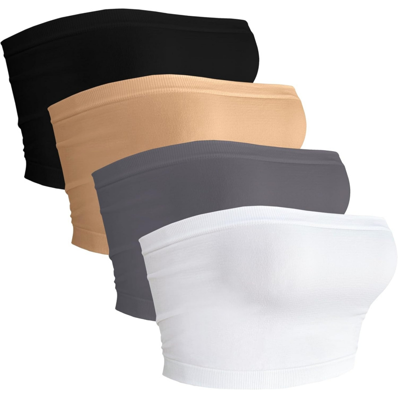 AURETOP 4 Pieces Tube Top Strapless Tops